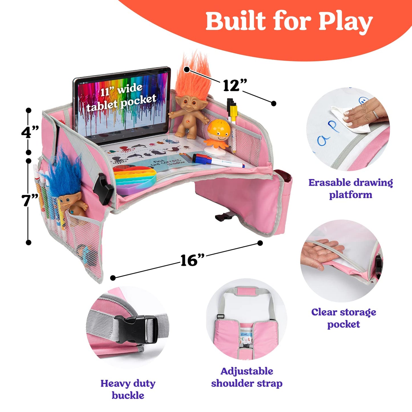 ✨Last Day 50% OFF - 🚗✨ Kids Travel Tray for Car – Mess-Free Activity & Snack Table for Toddlers