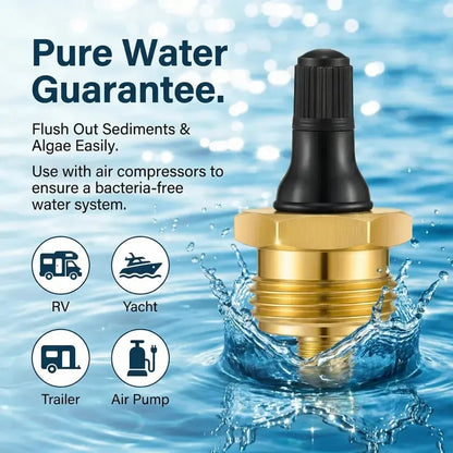 ✨2-Pcs Brass RV Blow Out Plugs with Drain Valve - Air Hose Friendly Home Care Supplies for Camping