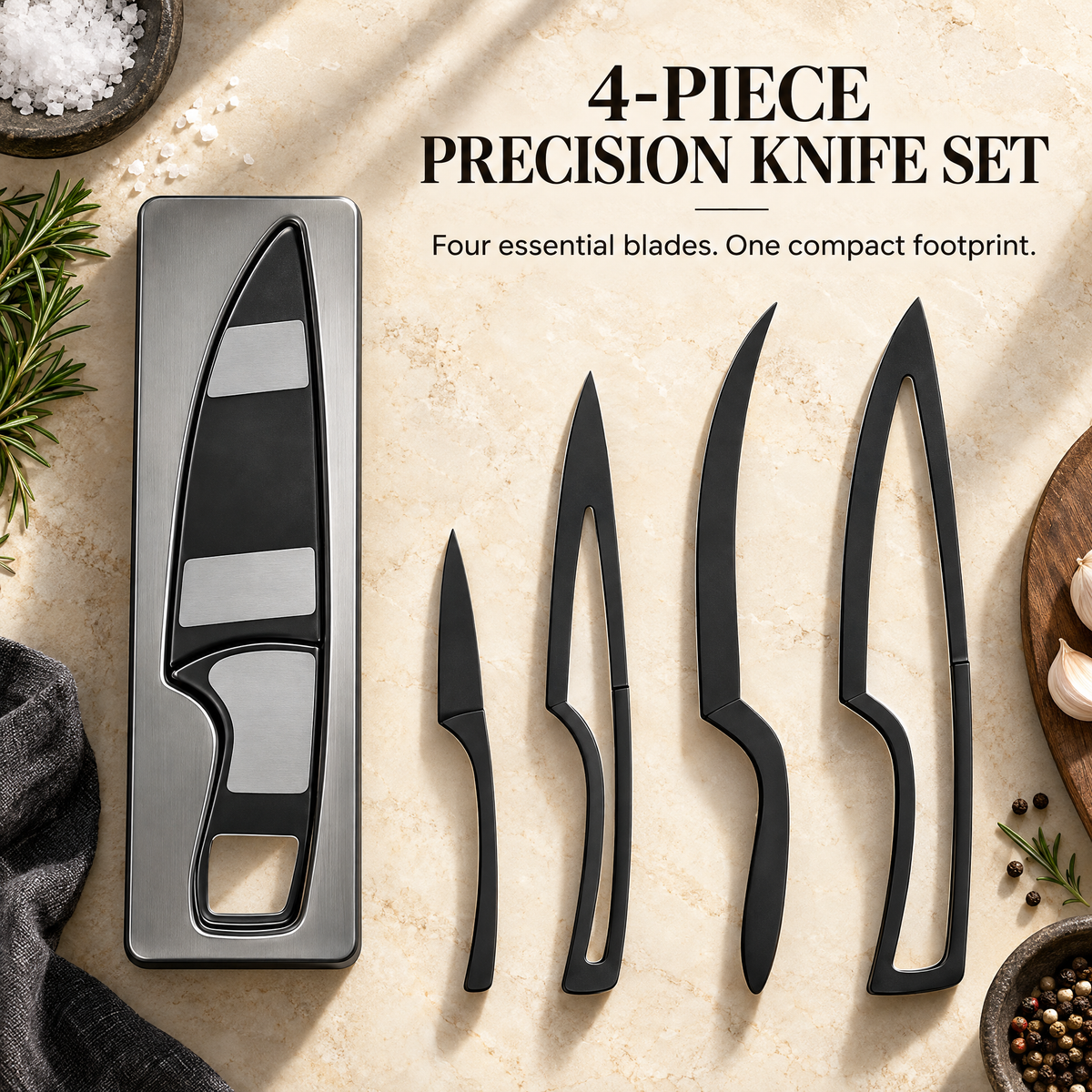 ✨Magnetic Kitchen Knife Set – 4 Piece High Carbon Stainless Steel Kitchen Knives🔪
