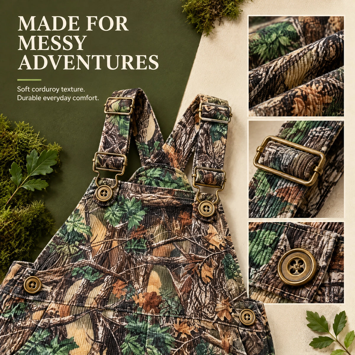 ✨Children's Forest Camouflage Corduroy Overalls