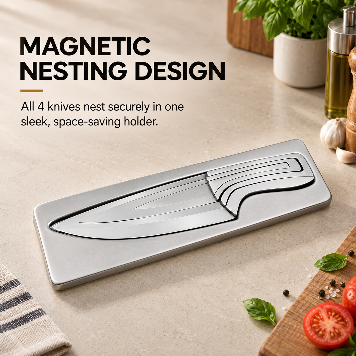 ✨Magnetic Kitchen Knife Set – 4 Piece High Carbon Stainless Steel Kitchen Knives🔪