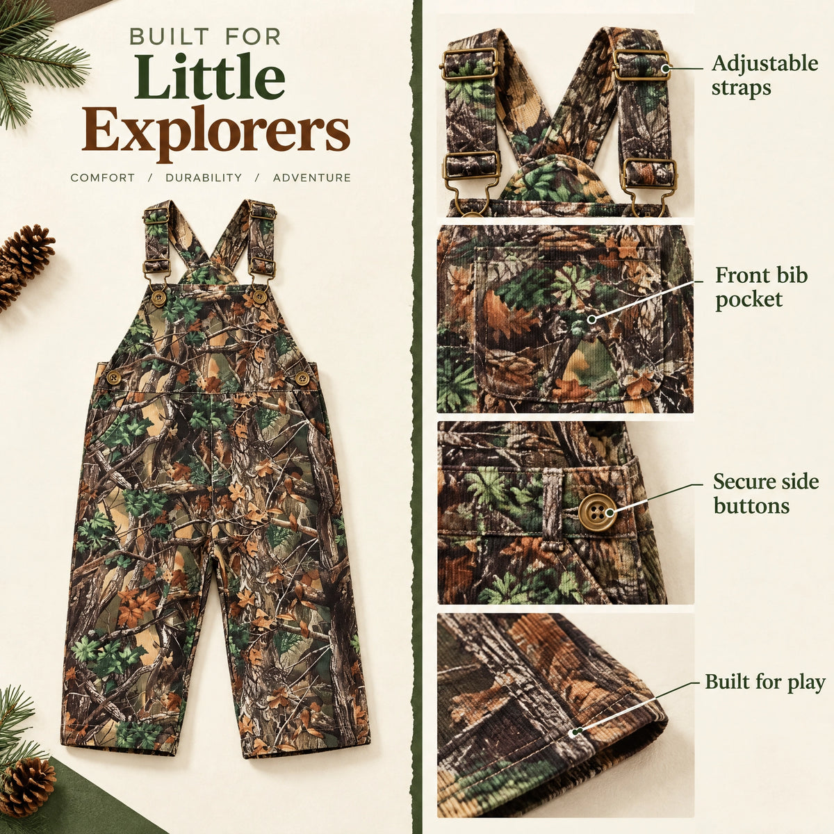✨Children's Forest Camouflage Corduroy Overalls