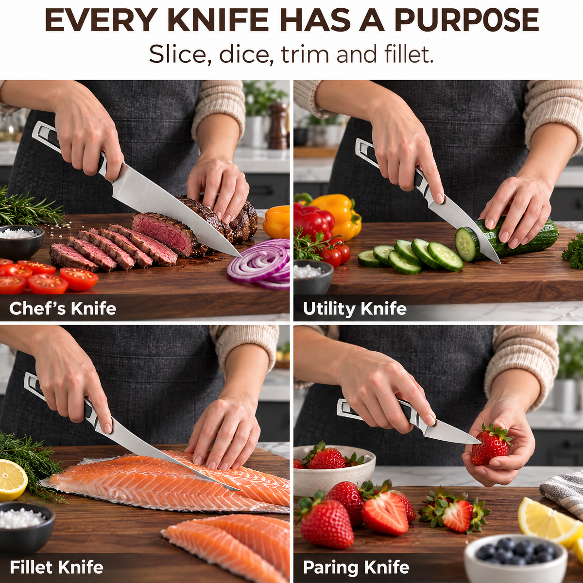 ✨Magnetic Kitchen Knife Set – 4 Piece High Carbon Stainless Steel Kitchen Knives🔪