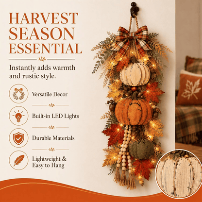 🔥Rustic Wooden Pumpkin Door Hanging🎃