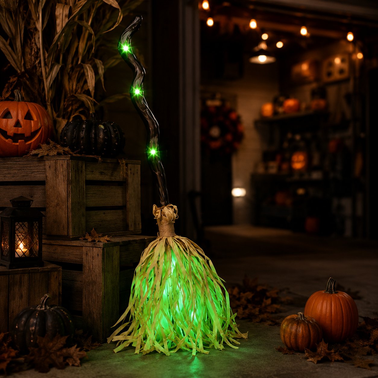 🔥 Magic Animated Witch Broom Halloween Decoration