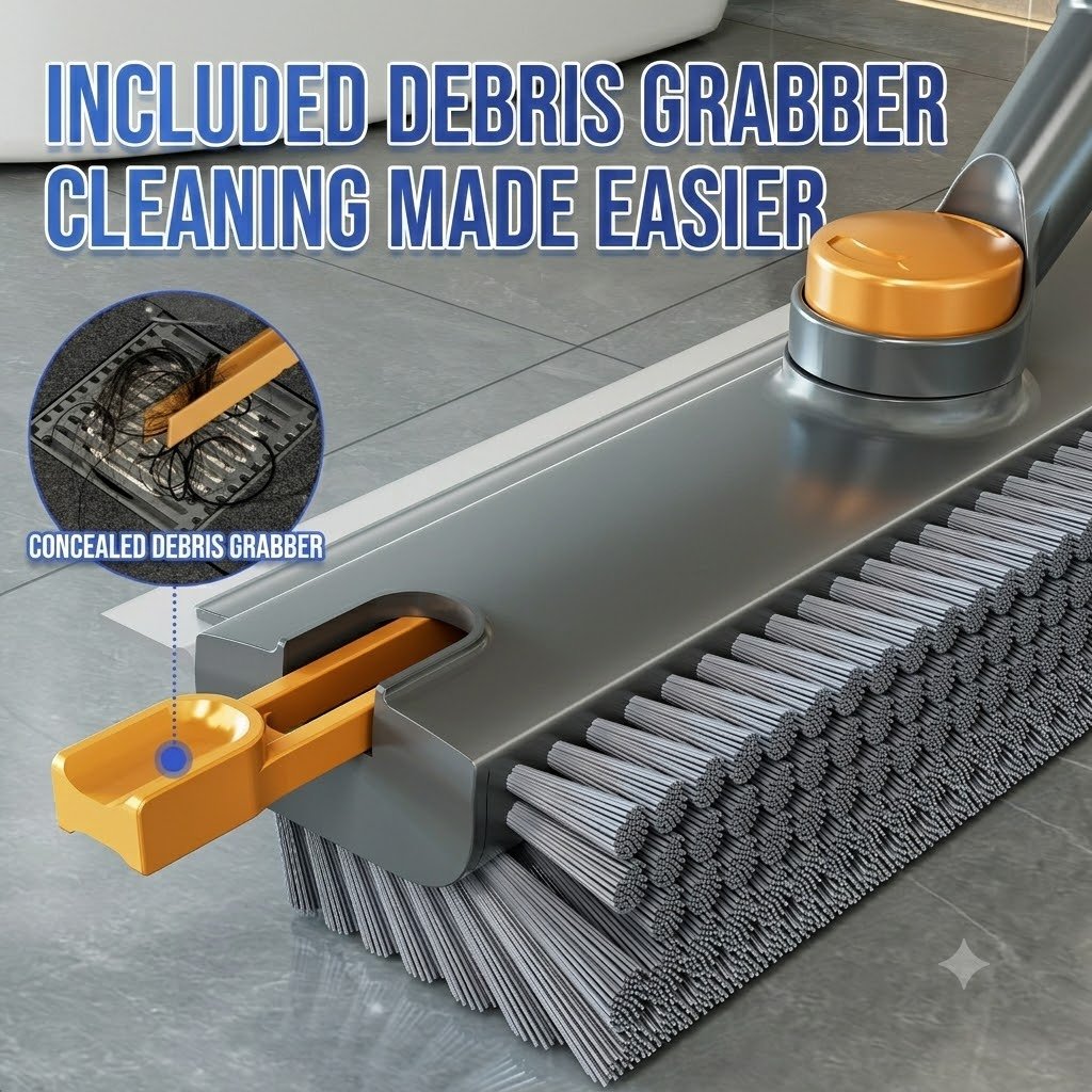 🔥3-in-1 Adjustable Floor Scrub Brush – 360° Rotating Cleaning Tool