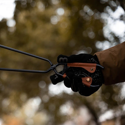 🎖️50% OFF - Camping Fire Tongs | Heavy-Duty Carbon Steel | Leather Sheath | Serrated Grip | Brown/Black Options