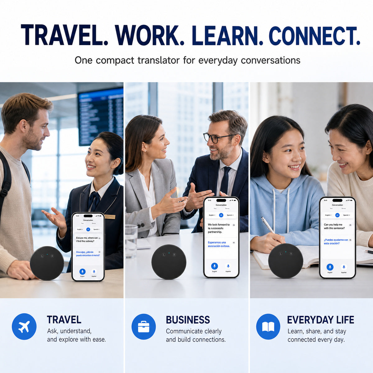 ✨AI Language Translator Device – Real-Time Two-Way Voice Translator