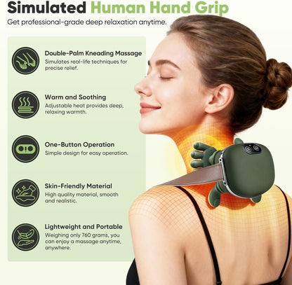 🎖️Shoulder and Neck Massager, Bionic Heated Massager, Neck Massager with Fingers, 4D Kneading Massage