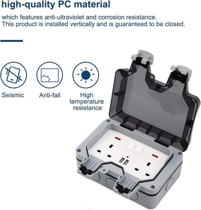 🔥Waterproof Outdoor Power Box with 9.8Ft Extension Cord, Switches & LED Indicator Electrical Outlets Extender