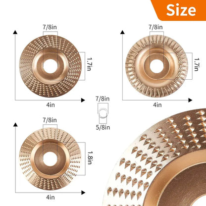 3-Pack Wood Carving Disc – Heavy Duty Grinding & Shaping Wheels – Universal Angle Grinder Attachment for Woodworking 🛠️