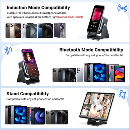 ✨Wireless Induction Audio Speaker Stand, 5-in-1 Cellphone Holder