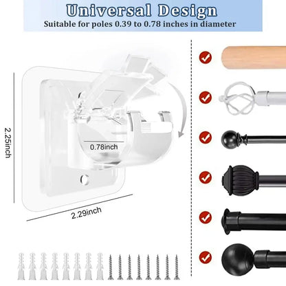 ✨8PCS Curtain Rod Brackets with Clips – Transparent Drapery Hooks 🚪