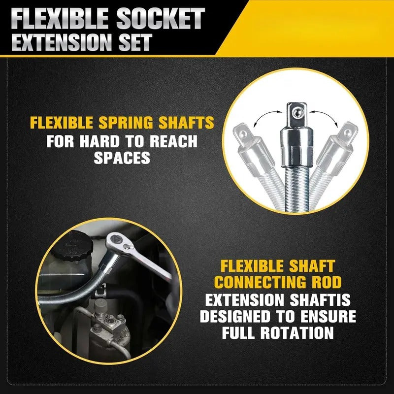 🎖️Multifunctional Socket Wrench Set - 3 Bendable Shafts, Wrench Extender, Connecting Rod