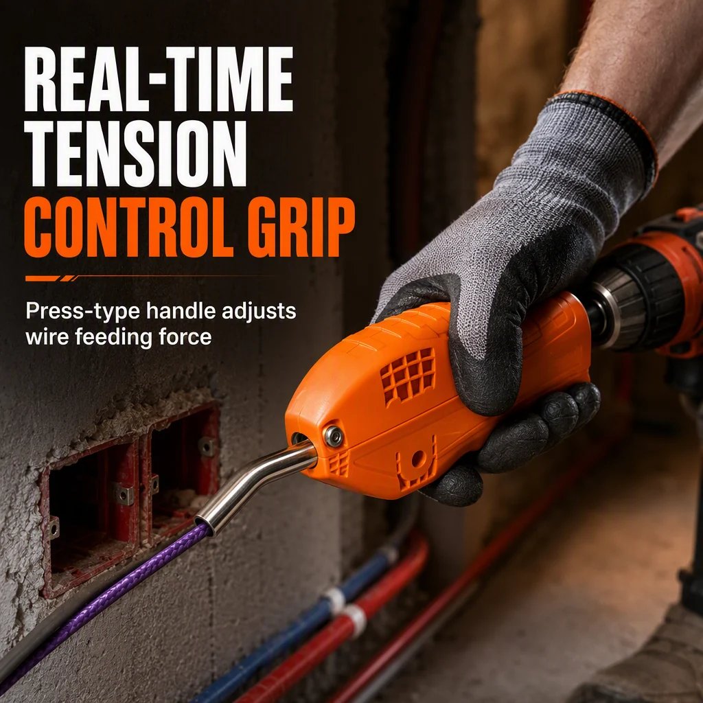 🔥🔌 Electrician Wire Threader Kit — Drill-Powered, Tension Control, Fast Wiring