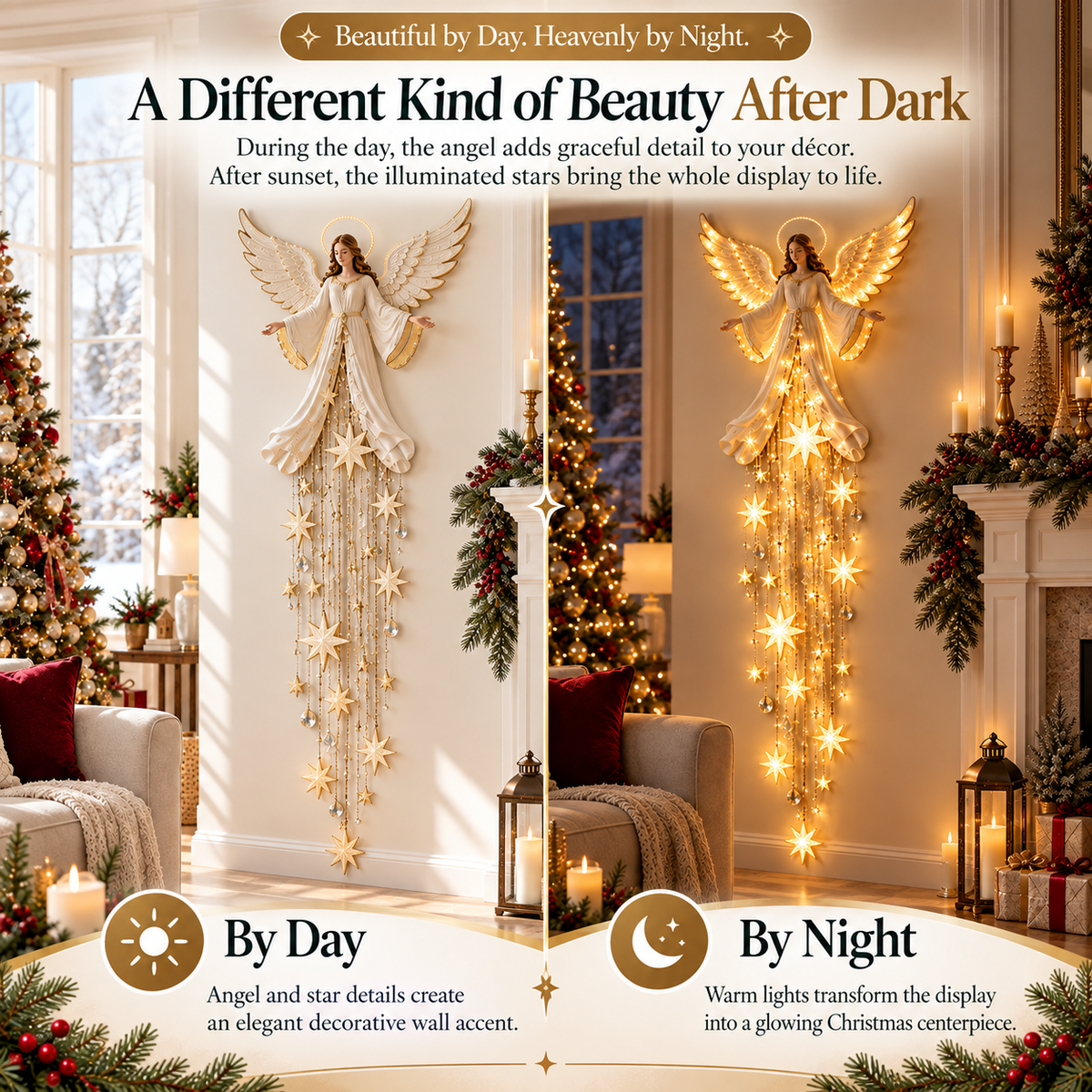 🔥Last Day 49% OFF✨ Angel Blessing Starfall Wall Light™ – Heavenly Christmas Wall Decor
