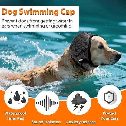 ✨🐶 Dog Calming Hoodie Ear Wraps for Dogs, Waterproof Dogs Swim Cap
