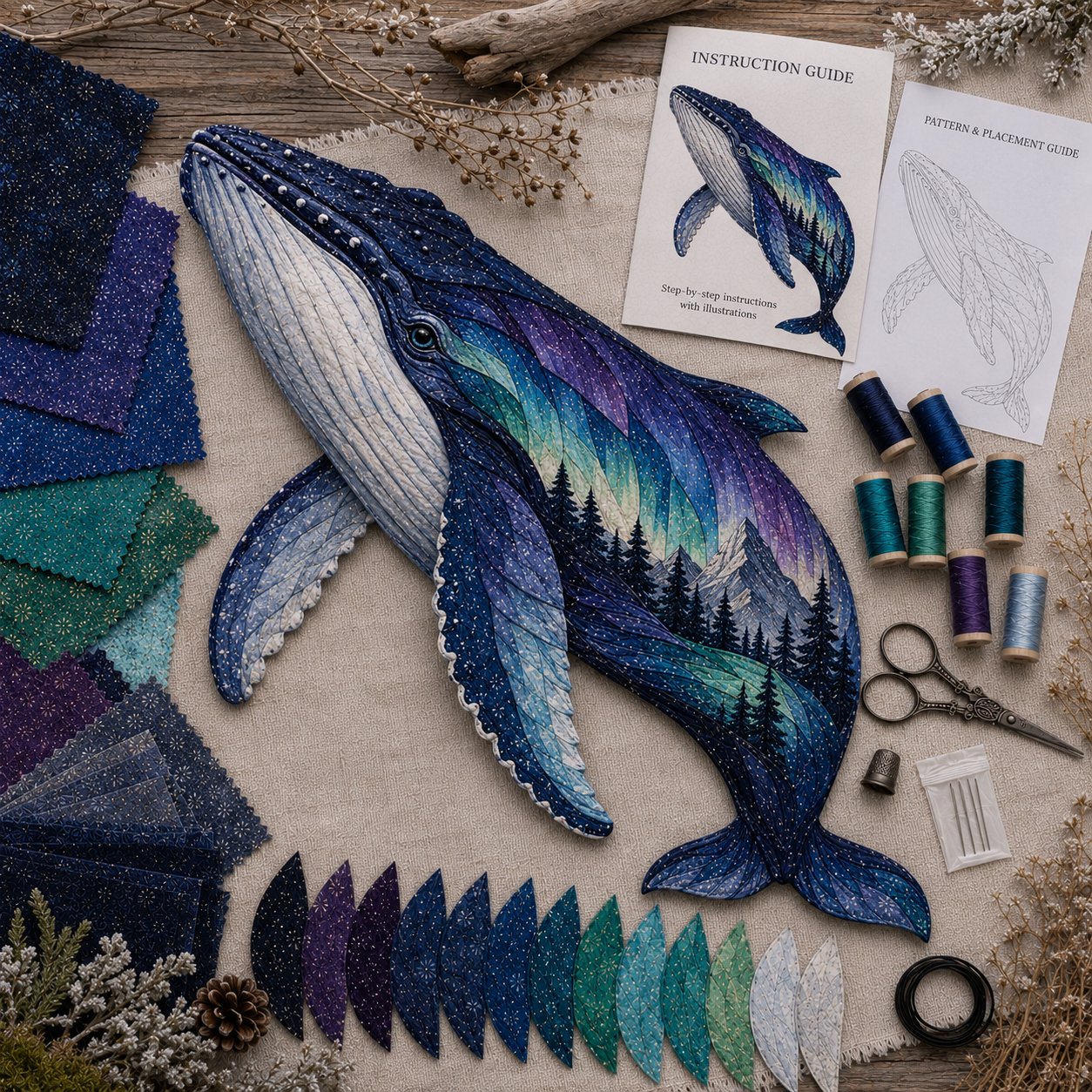 ✨Last Day 49% OFF - Northern Lights Wildlife DIY Patchwork Kit