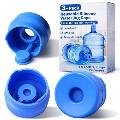 🎖️3 & 5 Gallon Water Jug Caps, Non-Spill Leak Free Silicone Covers for Indoor & Outdoor Use, BPA Free Food Grade - Pack of 3 summerwins
