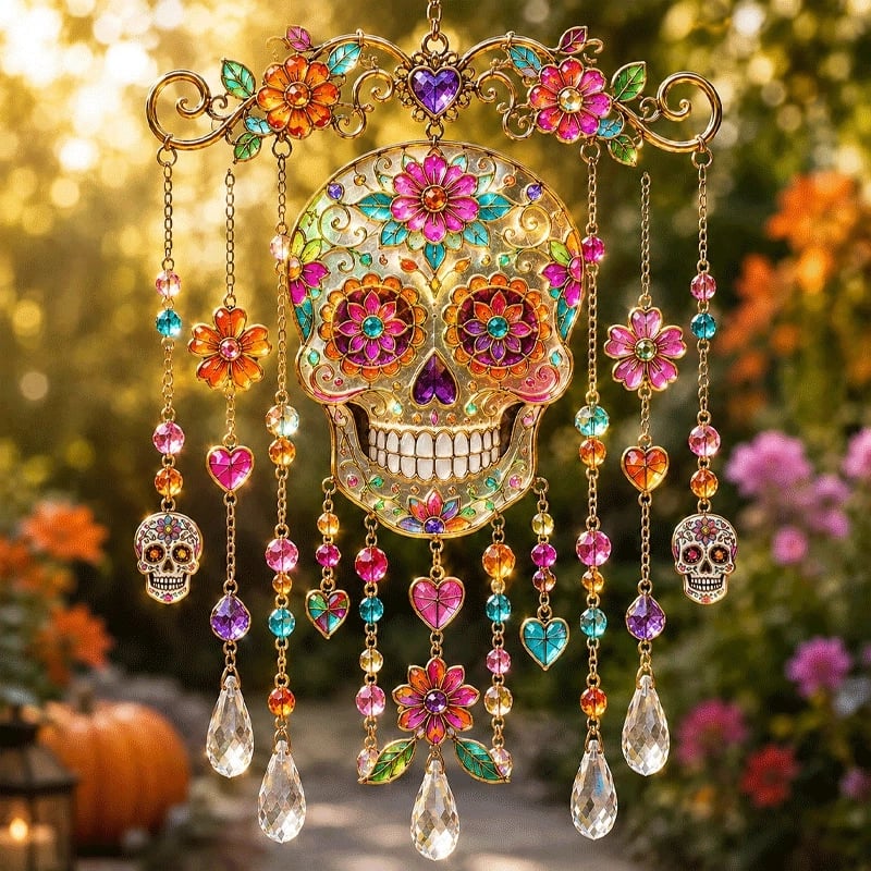 🔥👻 Halloween Suncatcher Wind Chime – Cute Spooky Hanging Decor 🎃