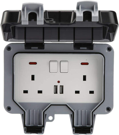 🔥Waterproof Outdoor Power Box with 9.8Ft Extension Cord, Switches & LED Indicator Electrical Outlets Extender