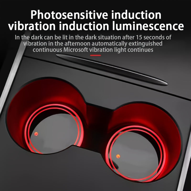 2 PCS LED Cup Holder Light - USB Rechargeable Waterproof Ambient Lighting