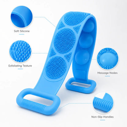 🔥Silicone Bath Brush, Double-Sided Back Scrubber for Body Cleansing & Exfoliating