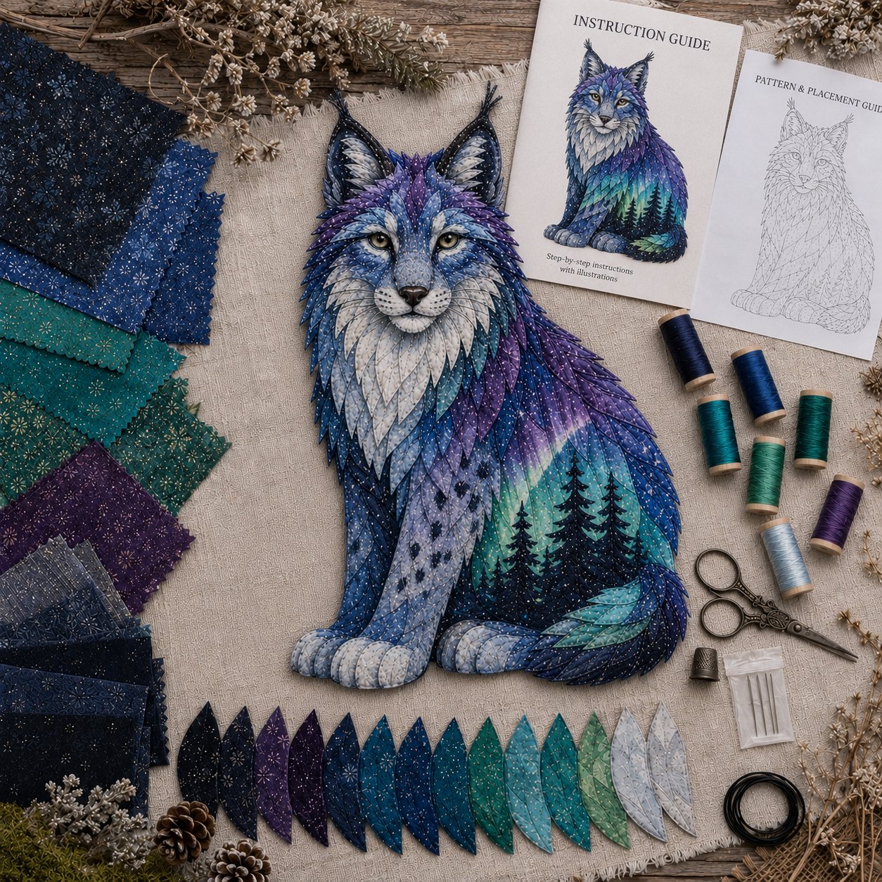 ✨Last Day 49% OFF - Northern Lights Wildlife DIY Patchwork Kit