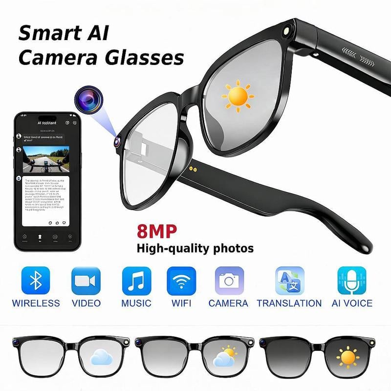 🔥Smart AI Camera Glasses with 8MP Photochromic Lenses