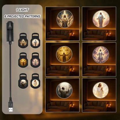 🔥Jesus Light USB Religious Projection Lamp with 6 Sacred Slides