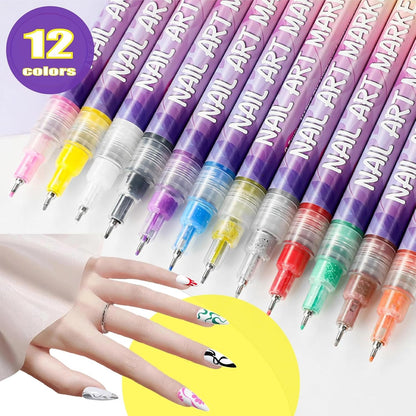 🎖️🎨12 Colors Nail Art Pens Set