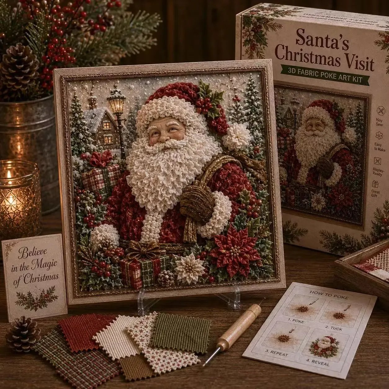 ✨Hot 30% OFF🌹🎄 3D Christmas Fabric Poke Art Kit
