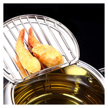 ✨Stainless Steel Frying Pot with Thermometer and Oil Drip Drainer Rack🎉