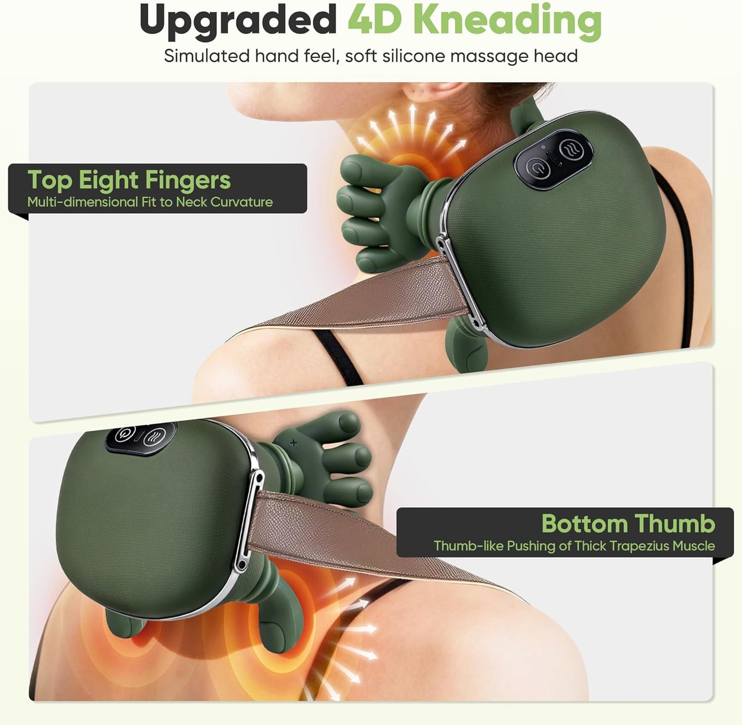 🎖️Shoulder and Neck Massager, Bionic Heated Massager, Neck Massager with Fingers, 4D Kneading Massage