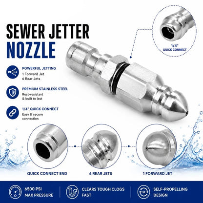🔥 HIGH-PRESSURE DRAIN CLEANER | 6500 PSI Sewer Jetter Nozzle
