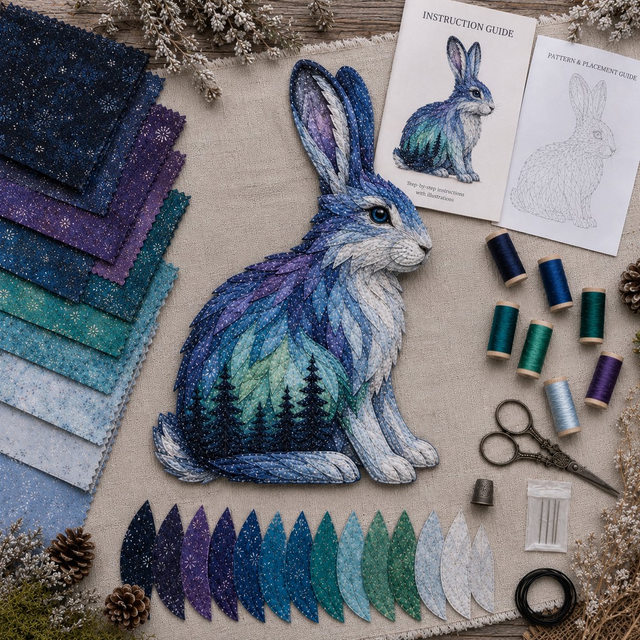 ✨Last Day 49% OFF - Northern Lights Wildlife DIY Patchwork Kit
