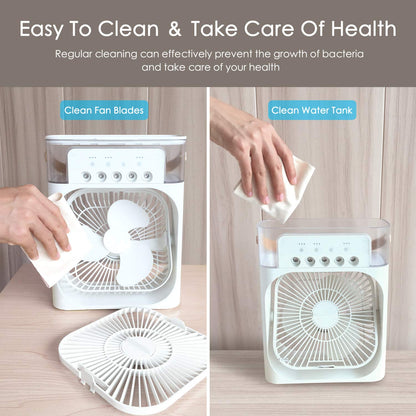 🔥Mini USB Desk Fan with Misting Spray – 3 Wind Speeds, Timer and Spray Modes