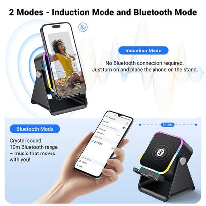 ✨Wireless Induction Audio Speaker Stand, 5-in-1 Cellphone Holder