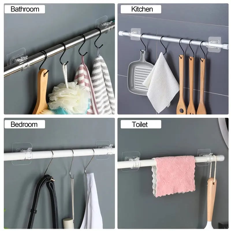 ✨8PCS Curtain Rod Brackets with Clips – Transparent Drapery Hooks 🚪