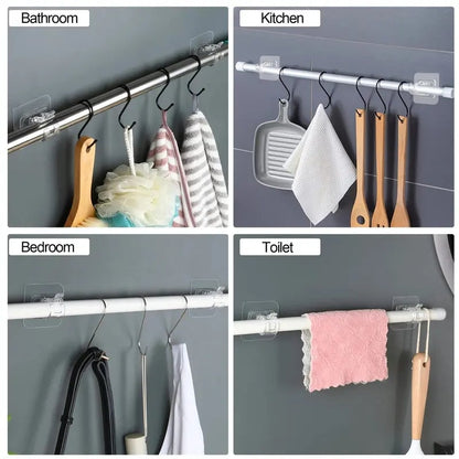 ✨8PCS Curtain Rod Brackets with Clips – Transparent Drapery Hooks 🚪