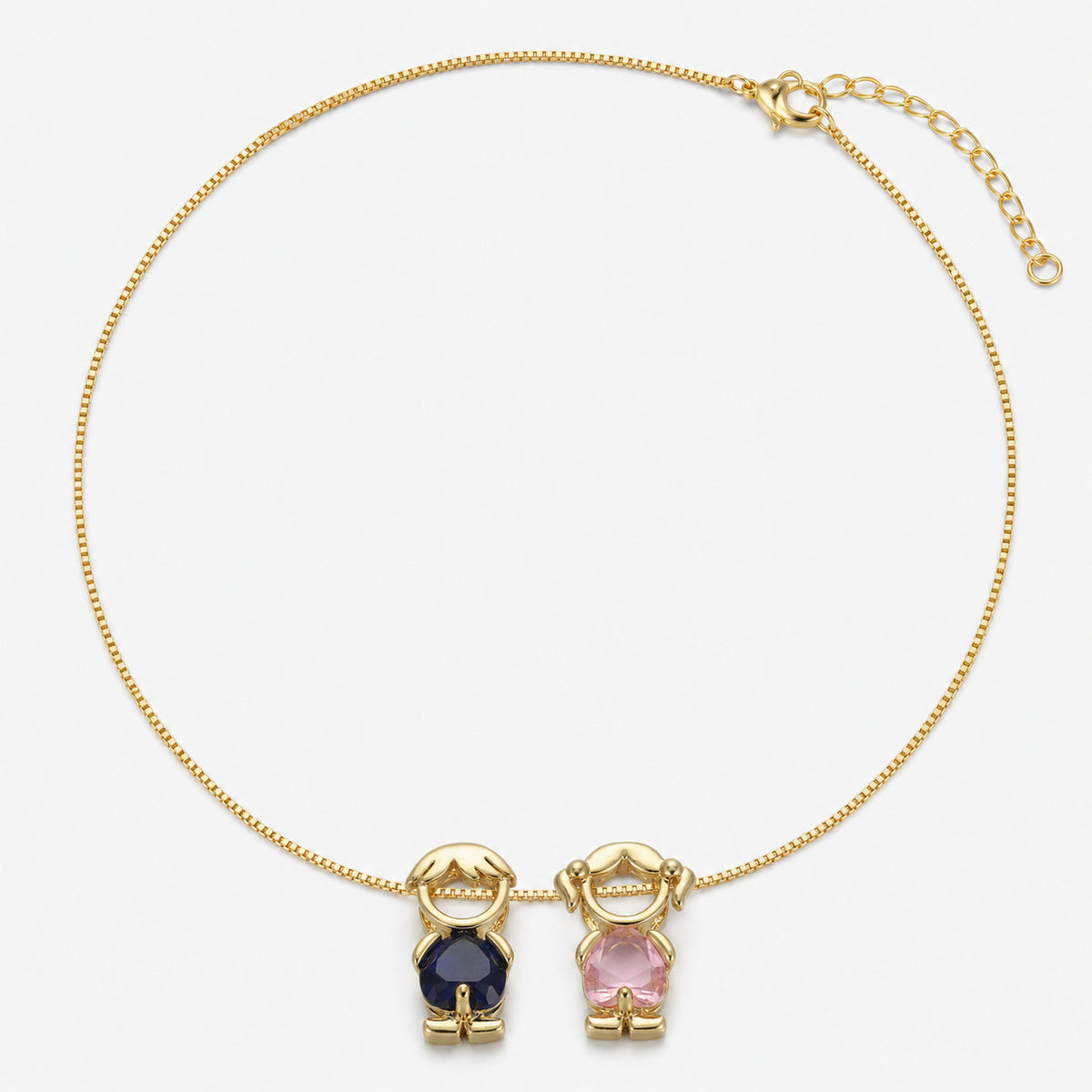 🔥Brass Custom Heart Birthstone Necklace With 1-6 Family Charms