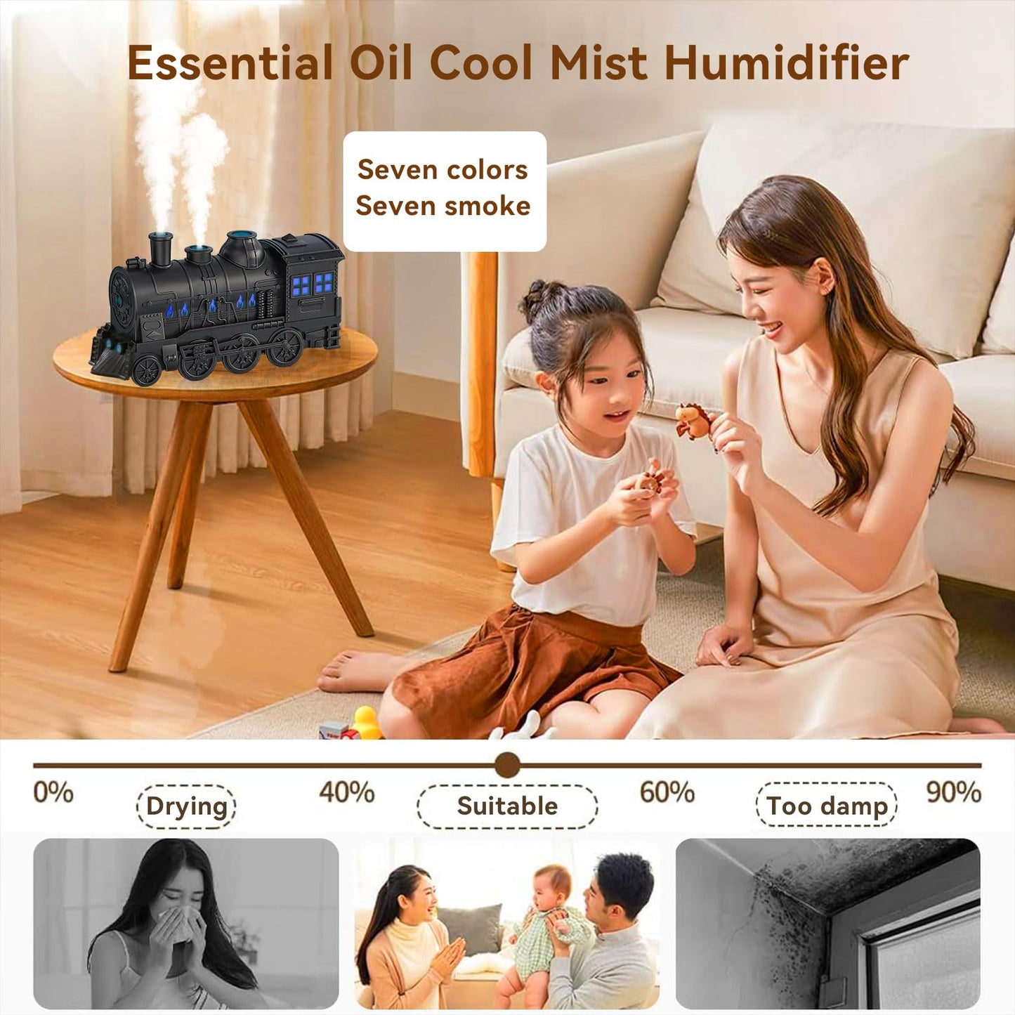 🔥🚂 Vintage Train Dual Mist Aroma Diffuser