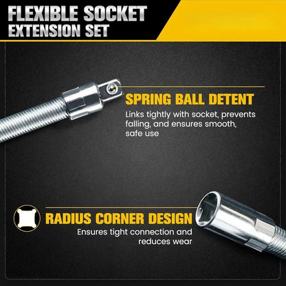 🎖️Multifunctional Socket Wrench Set - 3 Bendable Shafts, Wrench Extender, Connecting Rod