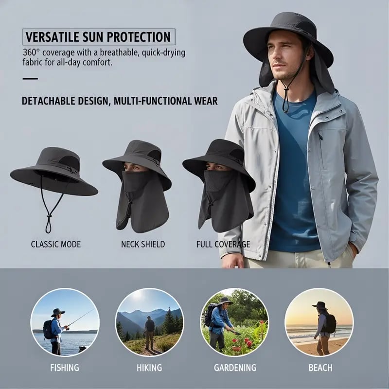 ✨ قبعة صياد للحماية من الشمس 360 درجة 🧢