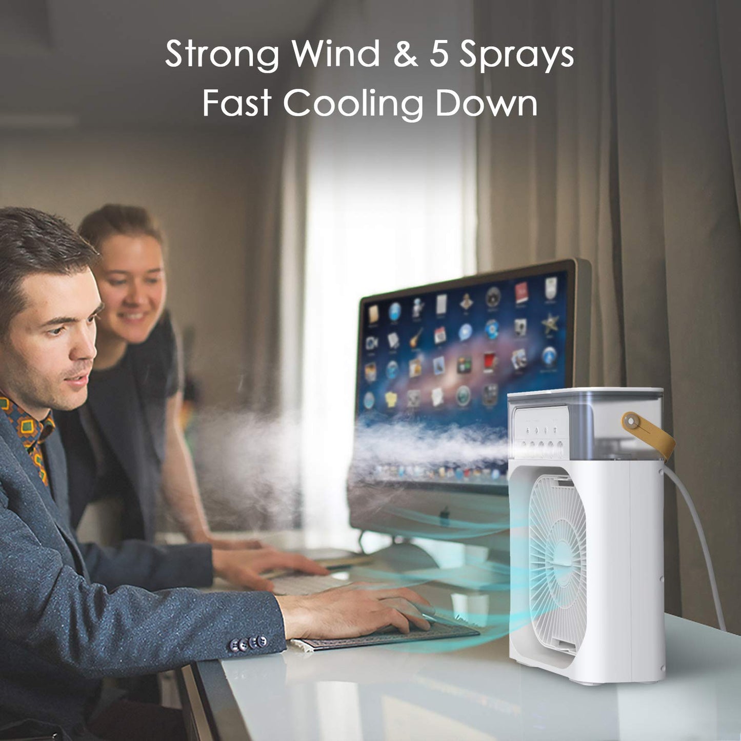 🔥Mini USB Desk Fan with Misting Spray – 3 Wind Speeds, Timer and Spray Modes