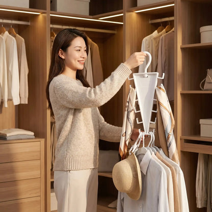 ✨Buy More Save More✨V-Shaped 12-Hook Closet Organizer – 360° Rotation, Space-Saving