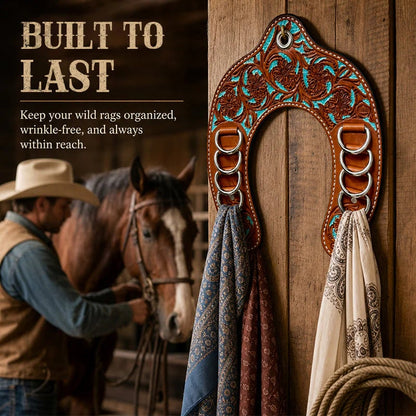 🔥 Handcrafted Leather Horseshoe Wild Rag Holder | Western Scarf & Bandana Organizer (📦Buy 2 Free Shipping)