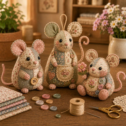 ✨🐭🧵 مجموعة خياطة الفأر المرقع بنفسك