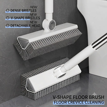 🔥3-in-1 Adjustable Floor Scrub Brush – 360° Rotating Cleaning Tool