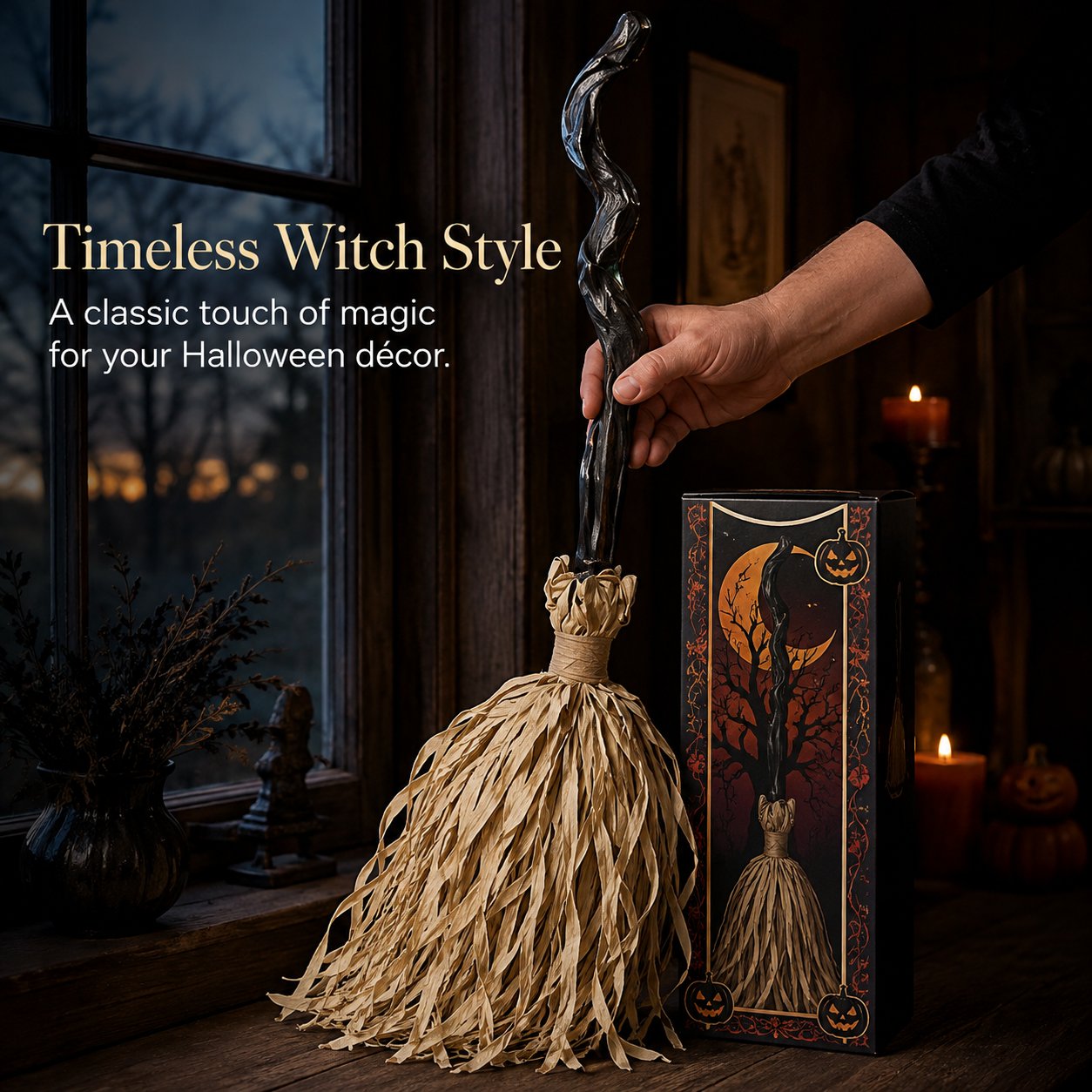 🔥 Magic Animated Witch Broom Halloween Decoration